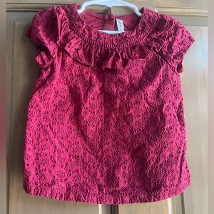 Janie and Jack Girls' Burgundy Eyelet Top